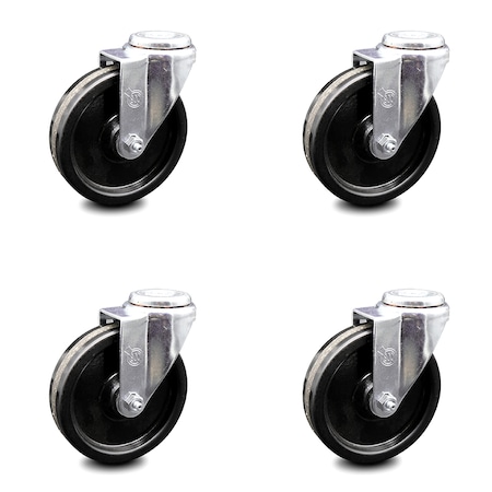 Service Caster 5 Inch Phenolic Wheel Swivel Bolt Hole Caster Set SCC-BH20S514-PHR-4
